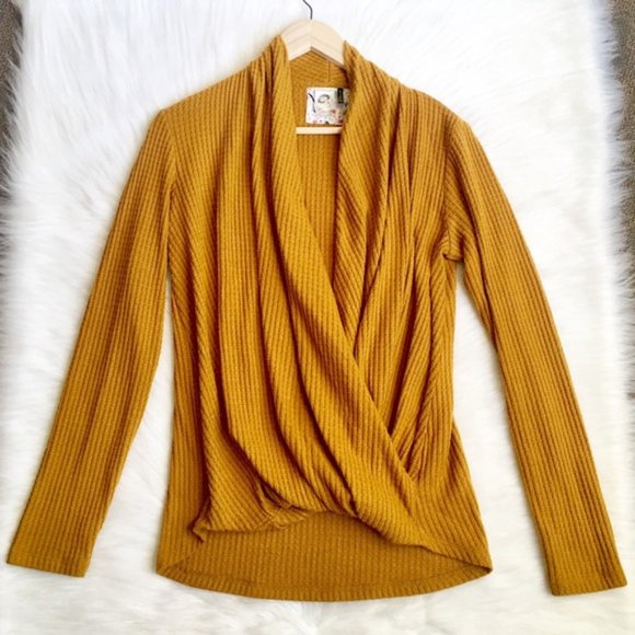 Anthropologie Akemi + Kin Mustard Wrap Sweater - Picture 4 of 8
